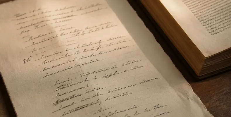 An open Bible with handwritten study notes